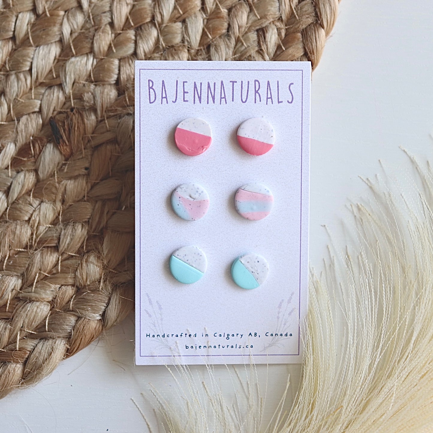 Pink and Blue Stud Earrings