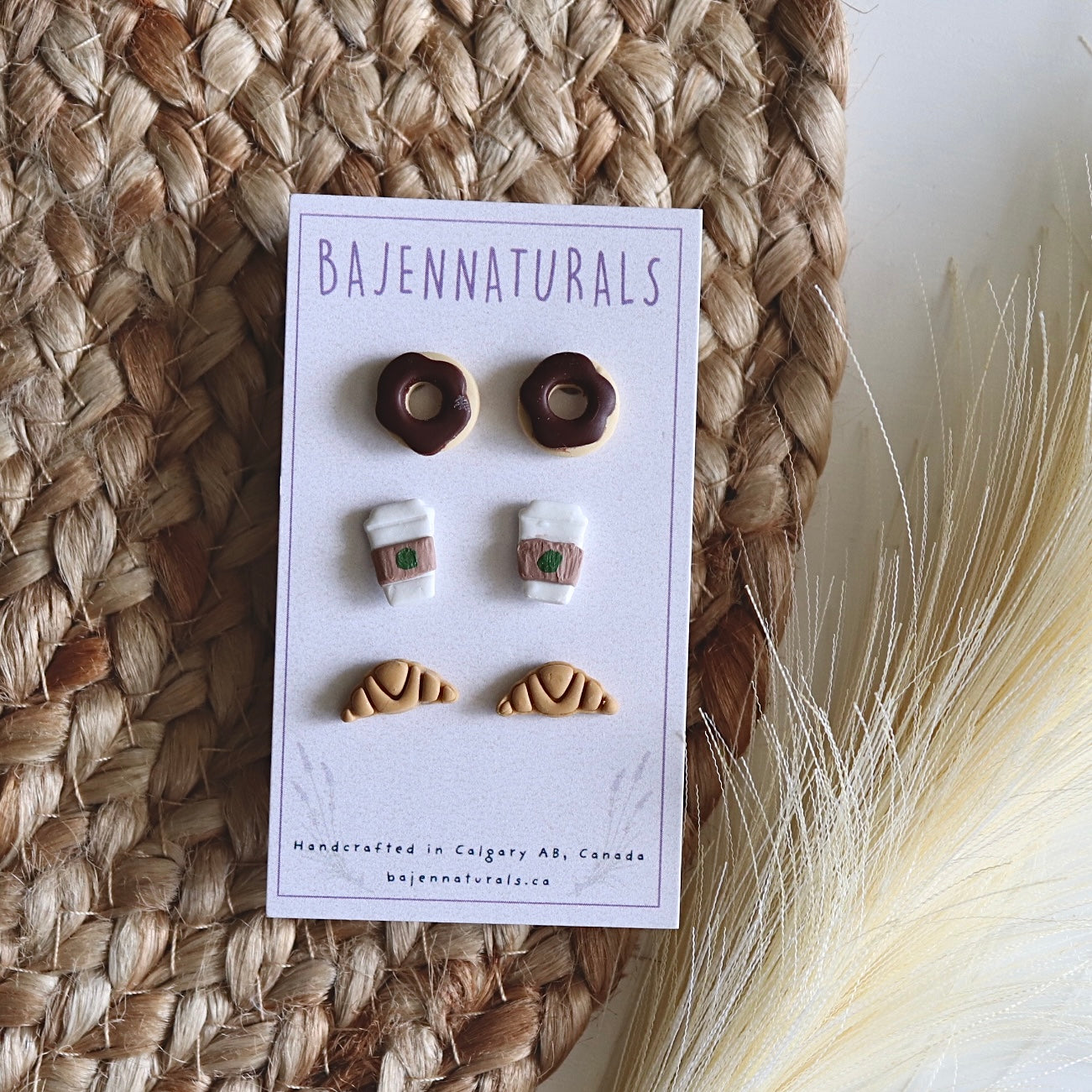 Coffee, Donut and Croissant Earrings Stud Pack