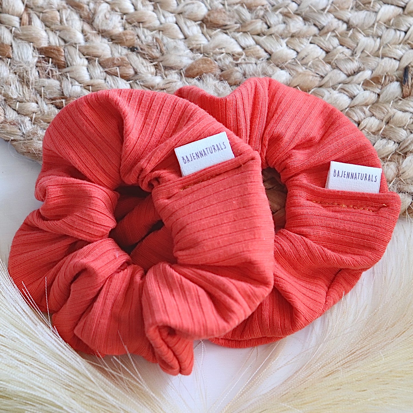 Coral Ribbed Scrunchie